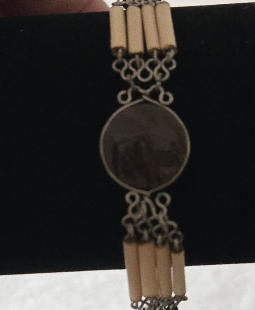 Vintage Bamboo & Precious Stone Bracelet